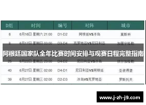 阿根廷国家队全年比赛时间安排与观赛日程完整指南